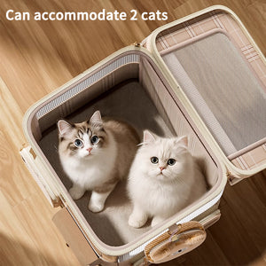2025 New Dual-Opening Cat Carrier with Trolley | Suitable for Cats up to 25 lbs and Dogs up to 10 lbs