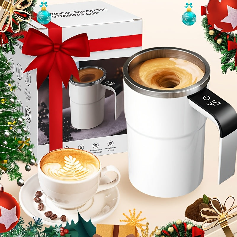 1 Automatic Stirring Coffee Cup with Temperature Display, USB Rechargeable