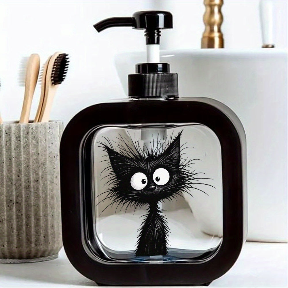 Cat-Shaped Soap Dispenser with Pump - Black & White Kitten Hand Soap Bottle, Cute Dispenser