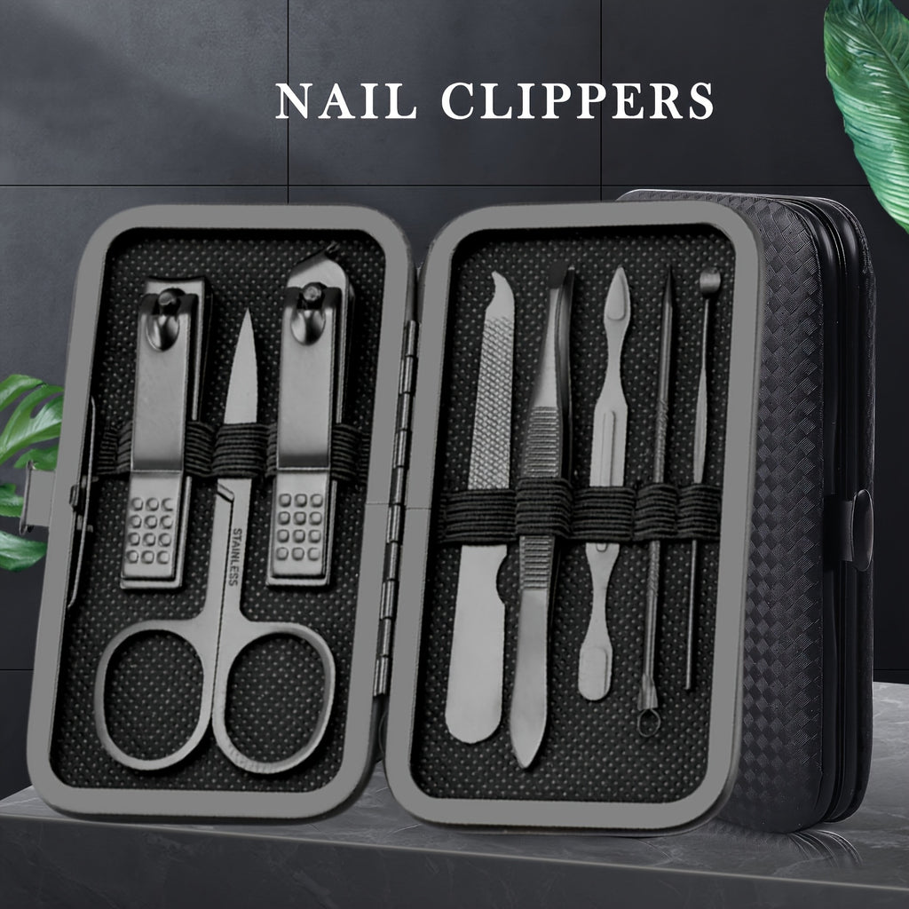 Black Nail Clipper Set, Stainless Steel Nail Scissors for Men
