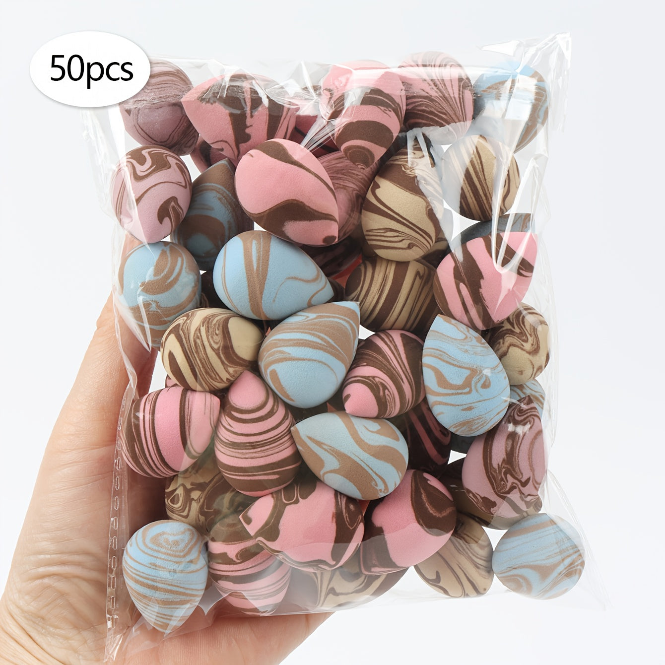 Dual-Color Mini Makeup Sponges Available in Packs of 10, 20, 30, 50, Or 100.