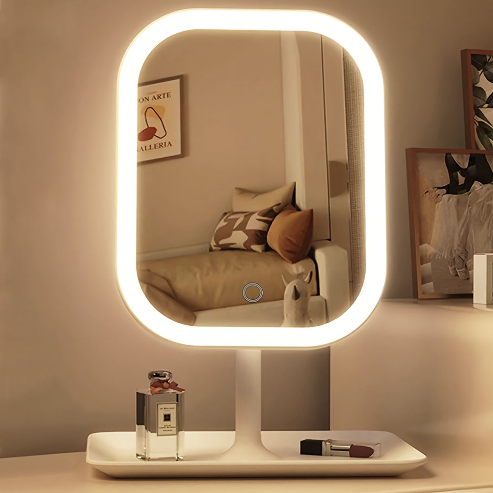 LED Makeup Mirror, Portable Travel Mirror Folding Mirror with 3 Light Modes
