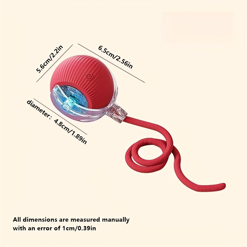 1 Automatic Rolling Cat & Dog Toy Ball with Tail Rope