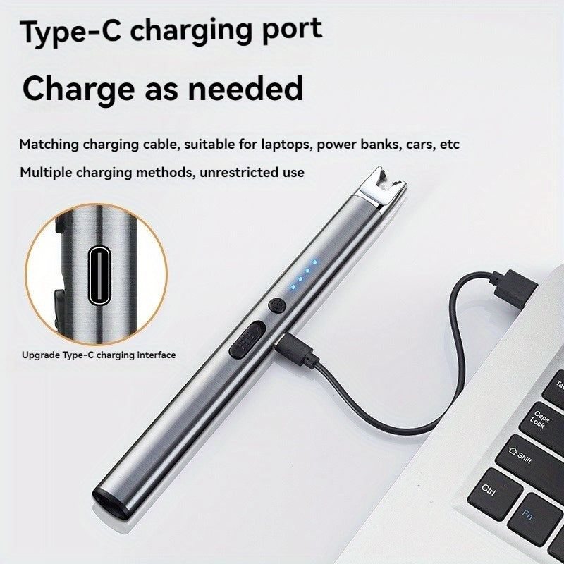 USB Rechargeable Arc Lighter, Compact Kitchen Tool with Flameless Plasma Windproof Design