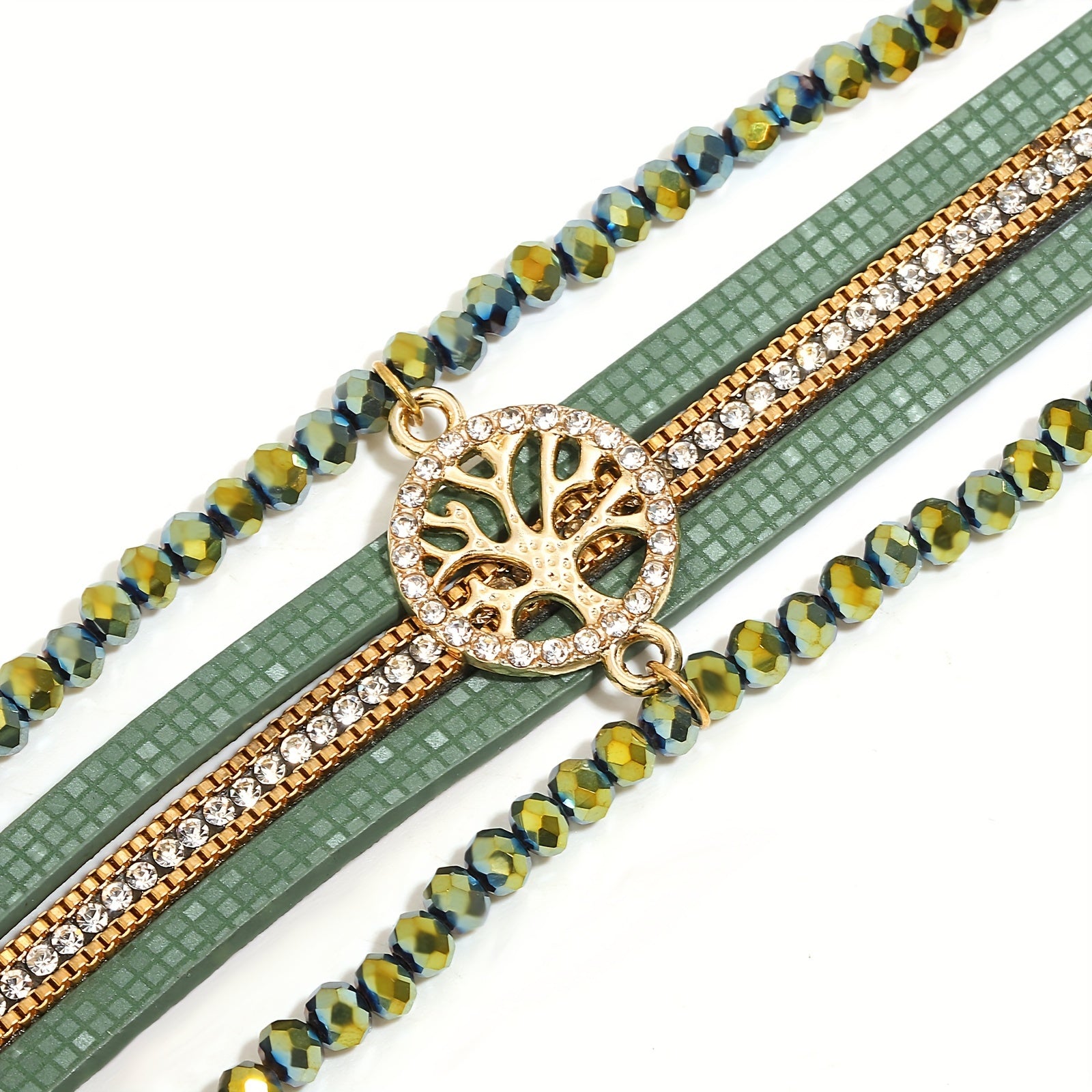 One Piece of Bohemian-Style Faux Leather Wrap Bracelets Featuring a Tree of Life Charm