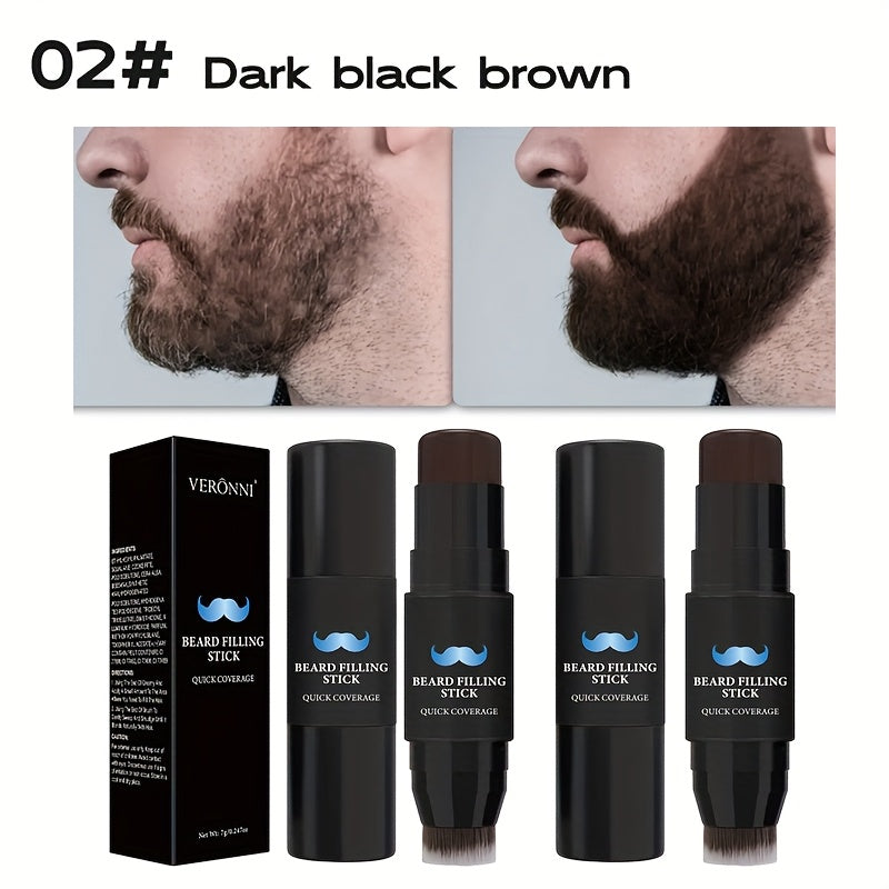 2pcs Men's 4 color filling rod combined with brush head, beard brush pen and whiskers