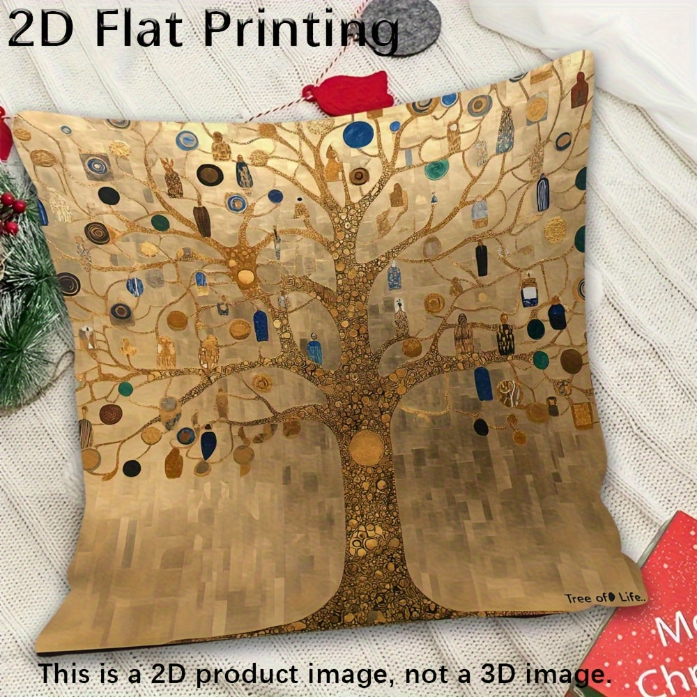 2D Flat - One Pillowcase Featuring a Double-Sided Design of Klimt's Tree of Life