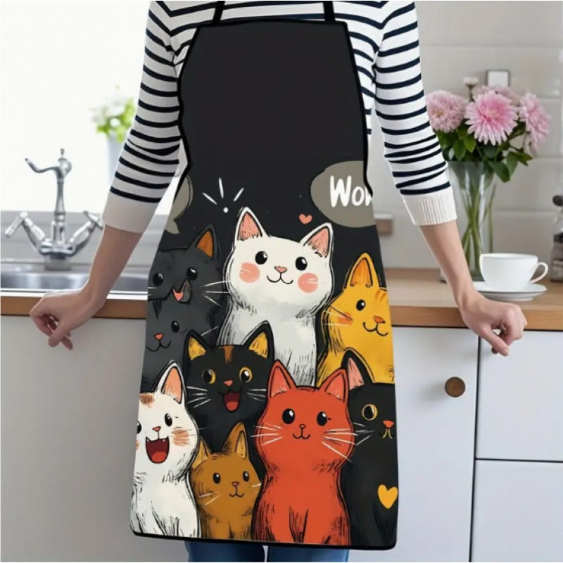 1pc Cute Cat Print Apron