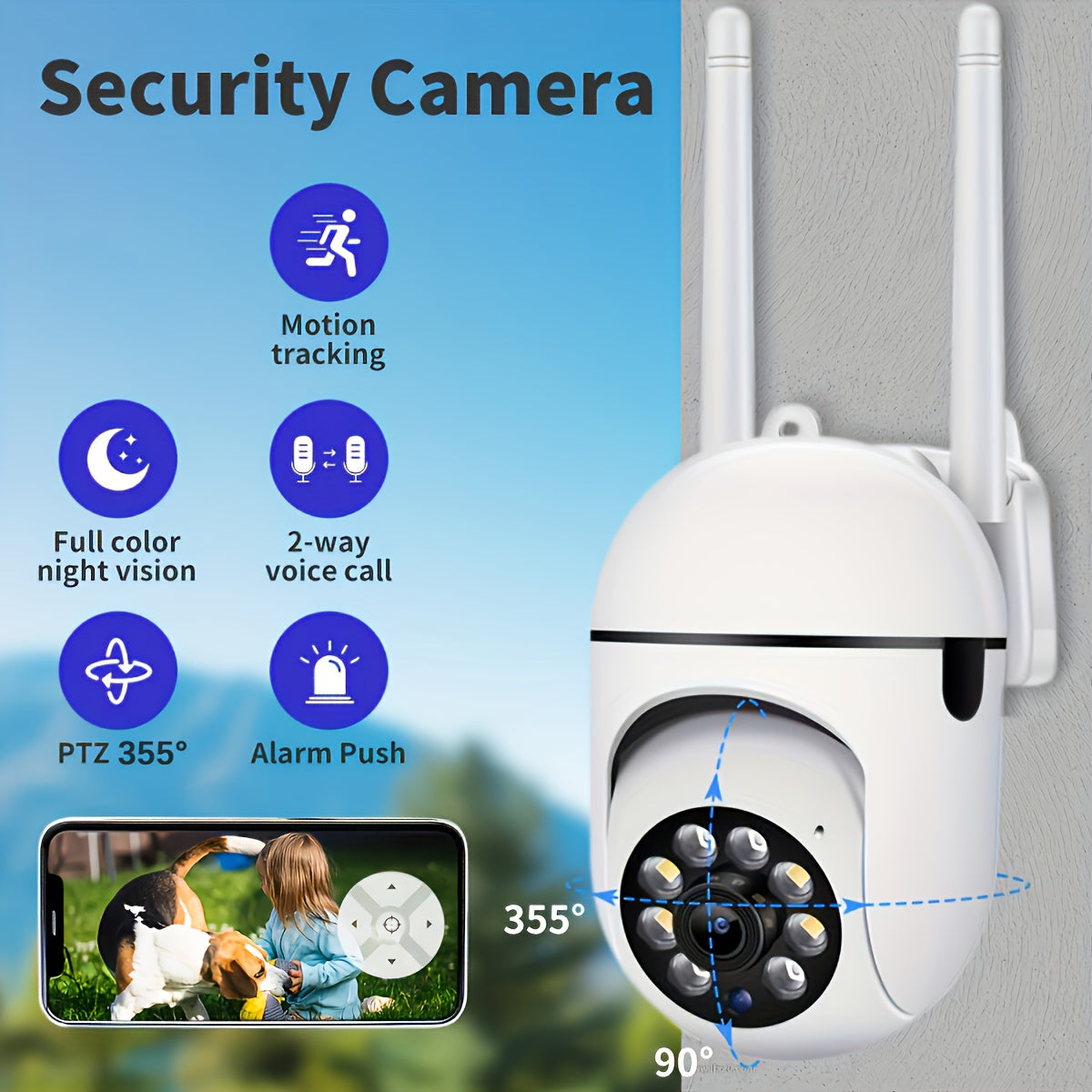 FHD Wireless WiFi Full HD Smart Security Camera - Indoor/Outdoor Use
