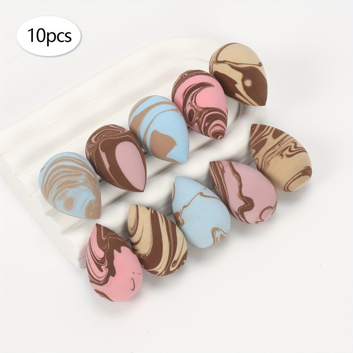 Dual-Color Mini Makeup Sponges Available in Packs of 10, 20, 30, 50, Or 100.