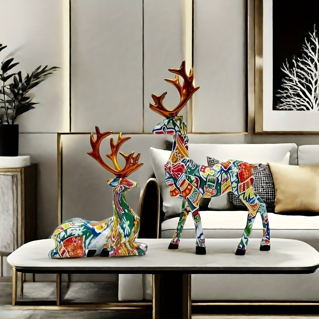 2pcs/set of reindeer, small statue decoration