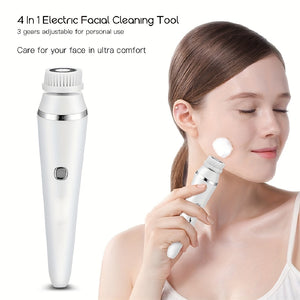 4-in-1 Electric Facial Cleansing Brush with Interchangeable Heads