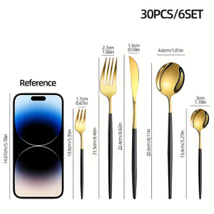 30pcs Golden Stainless Steel Cutlery Sets