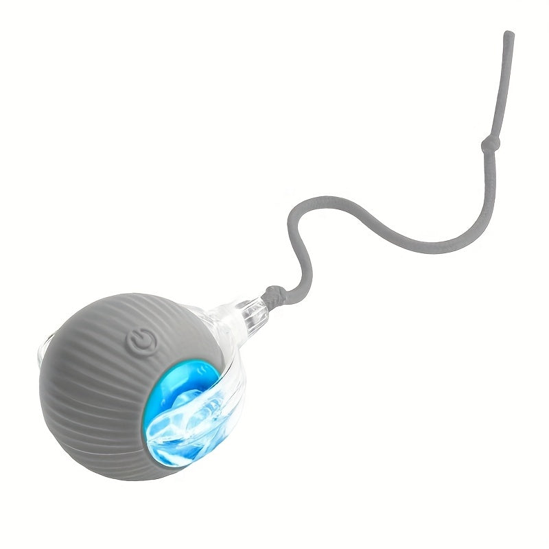 1 Automatic Rolling Cat & Dog Toy Ball with Tail Rope