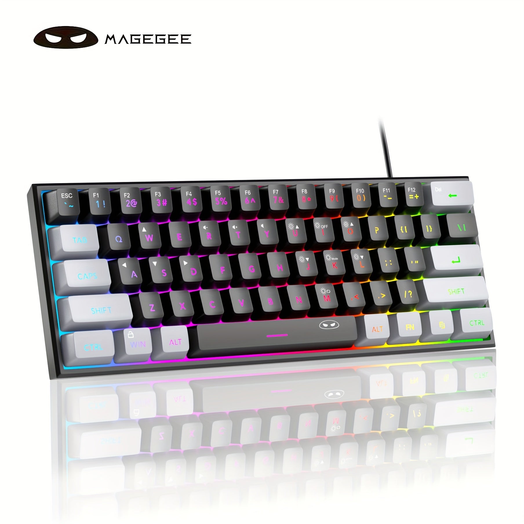 Mini 60% Gaming/Office Keyboard, Keycap Type Wired RGB Backlit Compact Computer Keyboard