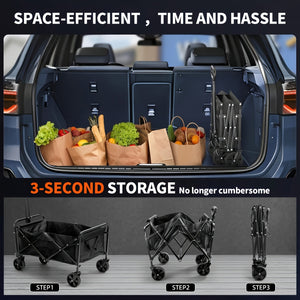 Versatile Collapsible Shopping Cart with Adjustable Height And 360° Non-Slip Wheels