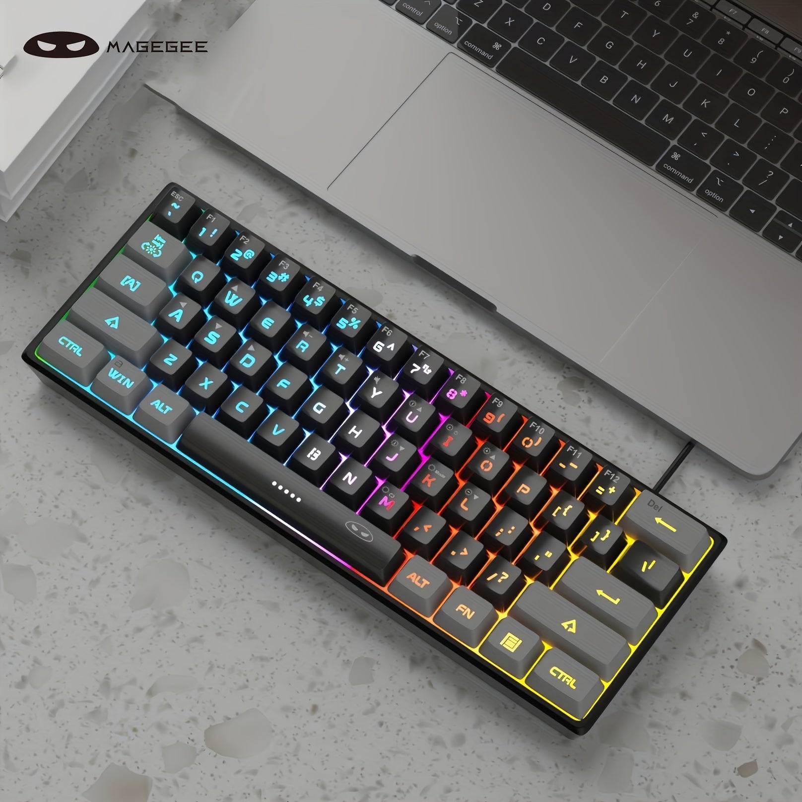 Mini 60% Gaming/Office Keyboard, Keycap Type Wired RGB Backlit Compact Computer Keyboard