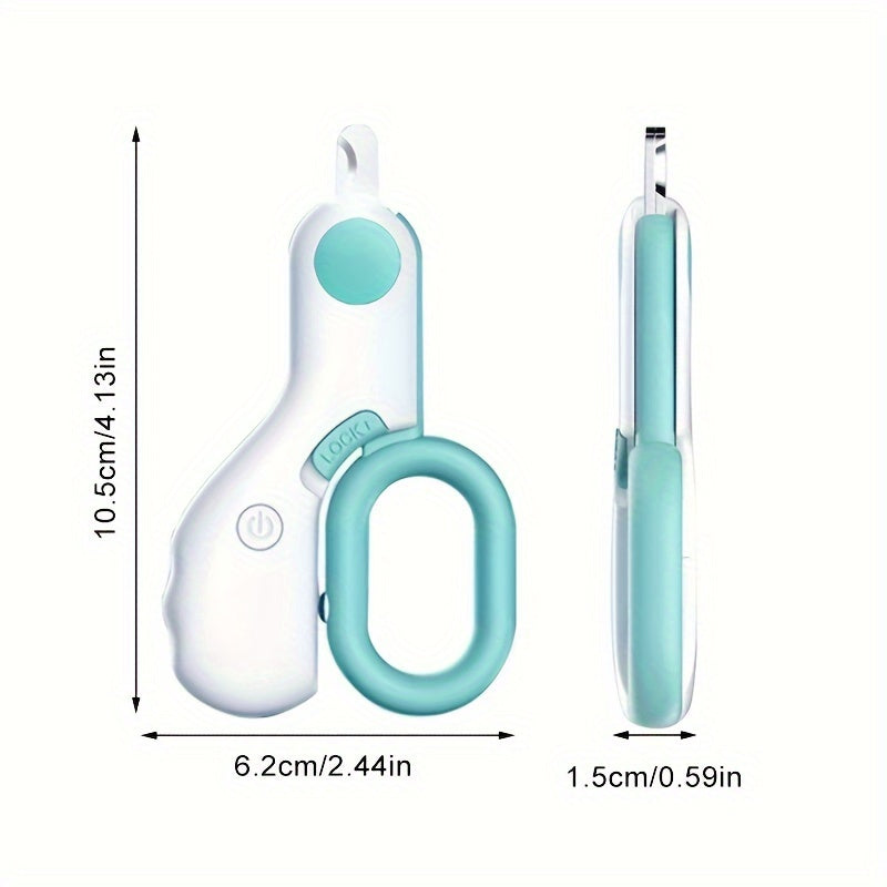 1pc Cat & Rabbit Nail Clipper with LED Light - Battery-Powered Stainless Steel Pet Nail Trimmer