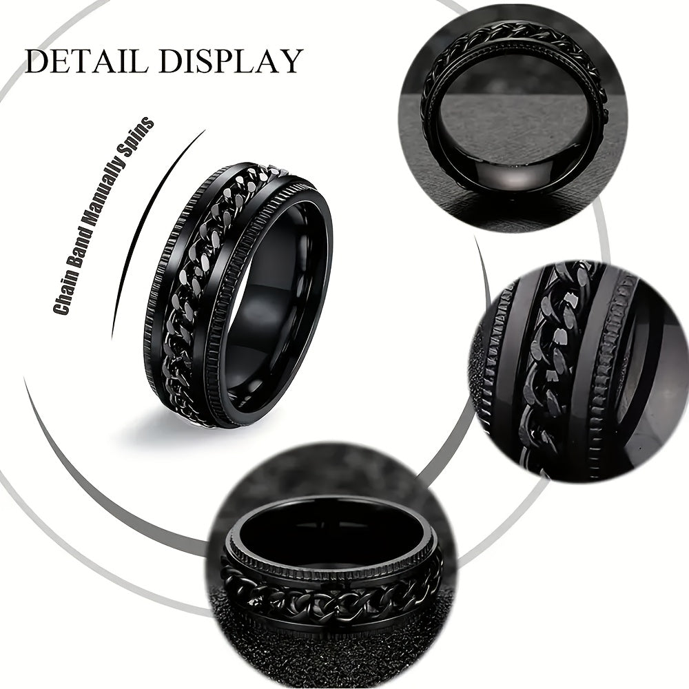 Set of 4 Men's Stainless Steel Titanium Rings, Suitable for Both Men And Women