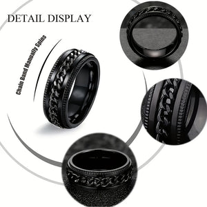 Set of 4 Men's Stainless Steel Titanium Rings