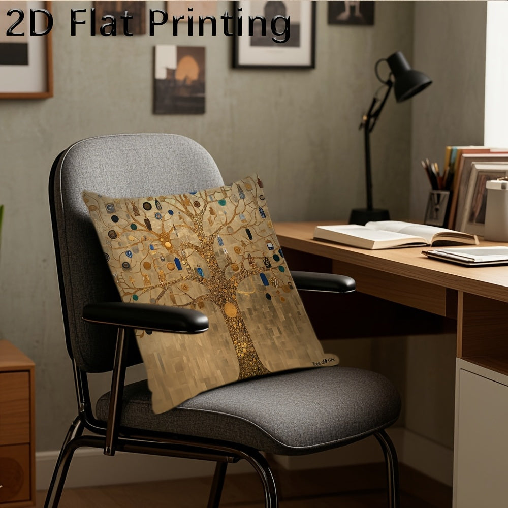 2D Flat - One Pillowcase Featuring a Double-Sided Design of Klimt's Tree of Life
