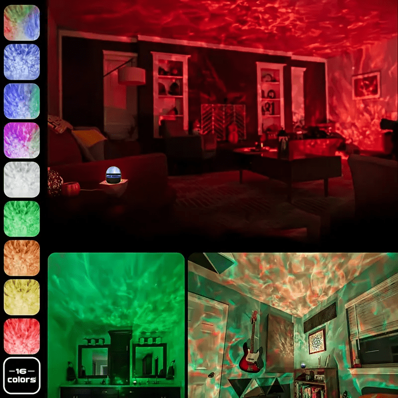 Water Wave Star Projection Lamp with USB Interface - 16 Color Changing LED, Dimmable