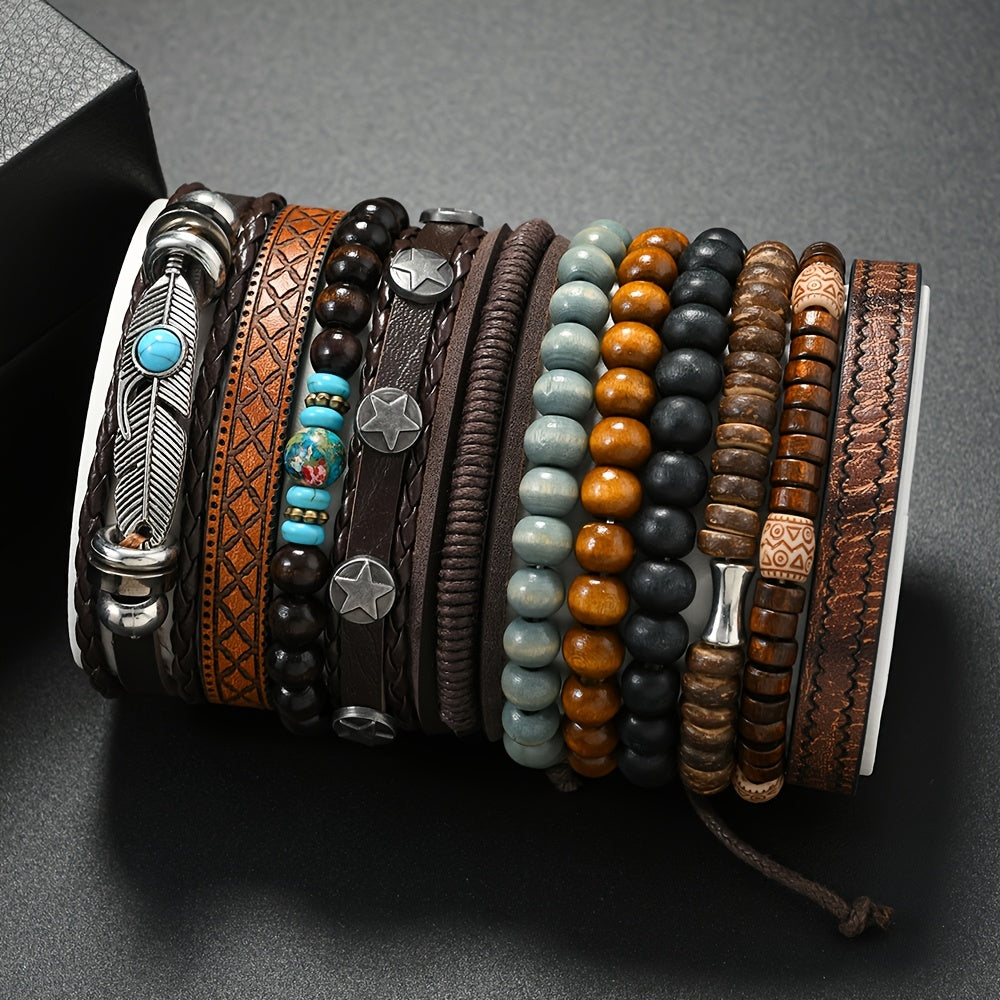 11pcs Turquoise Synthetic Cubic Synthetic Stone Bracelet Set