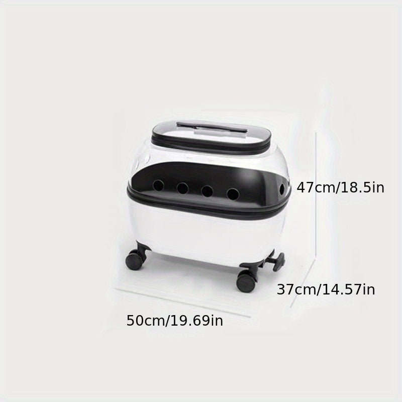 Large Capacity Cat Carrier with Rolling Wheels - Portable Pet Stroller for Outdoor Adventures