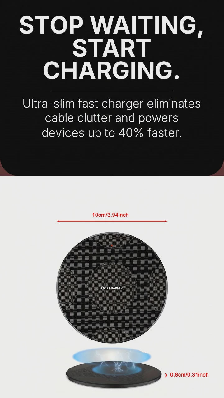 10W Fast Wireless Charger, Compatible with iPhone & Samsung devices